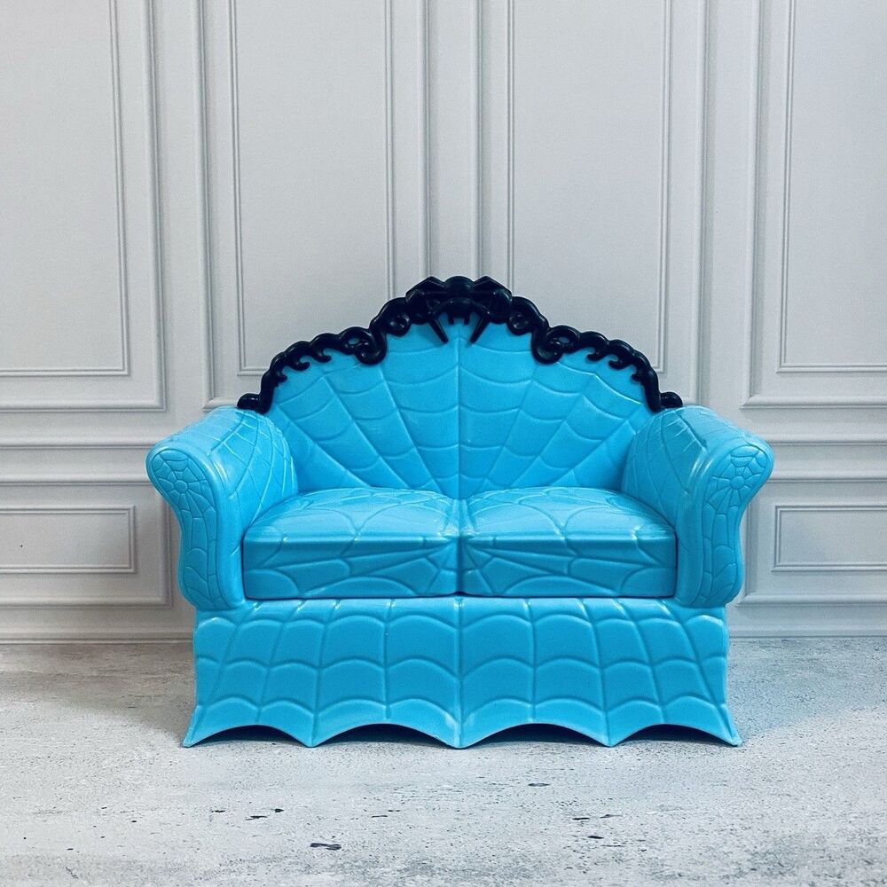 Monster High Coffin Blue And Black Spider Webbed Doll Gothic Furniture